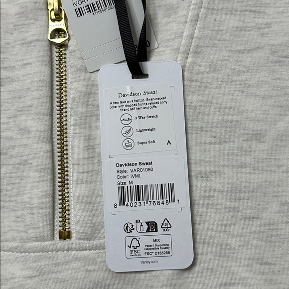 NWT Ladies Varley Davidson Sweat 1/2 Zip - Size Medium - Picture 3 of 11